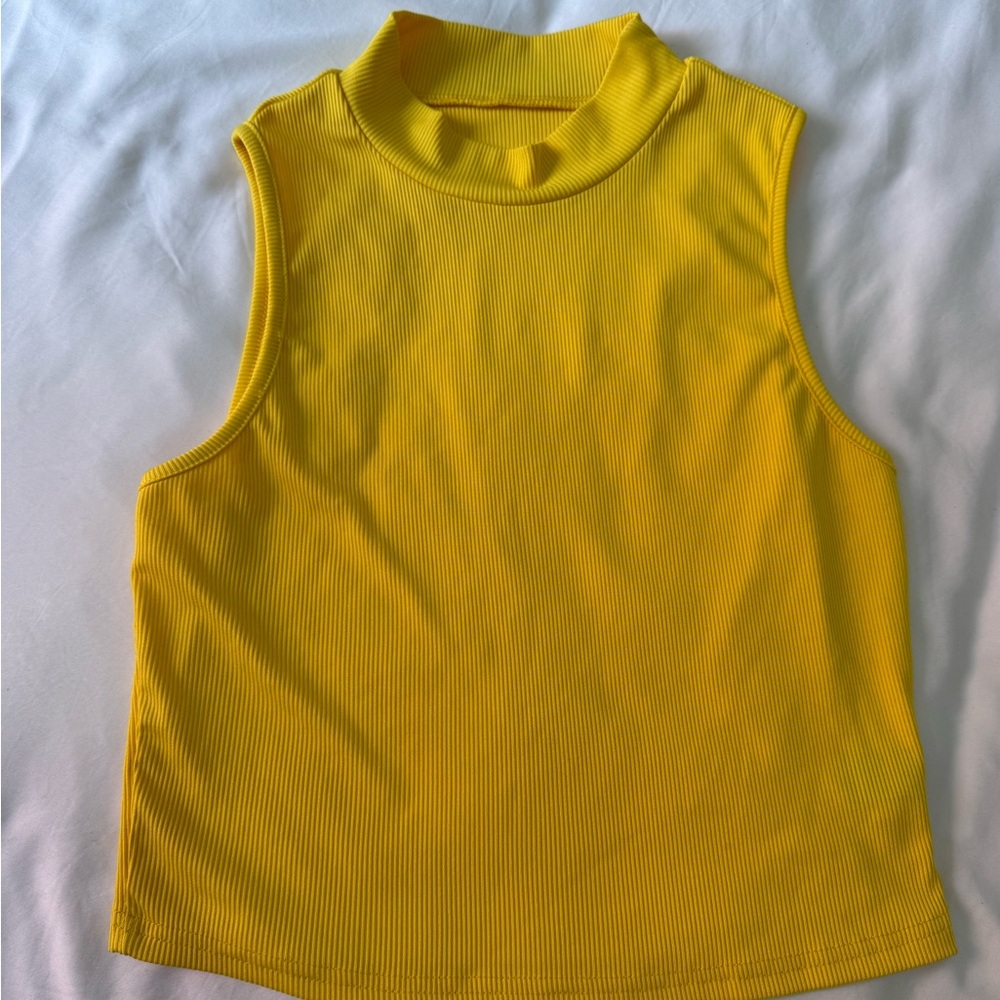 Yellow Sleeveless Mock Neck Top